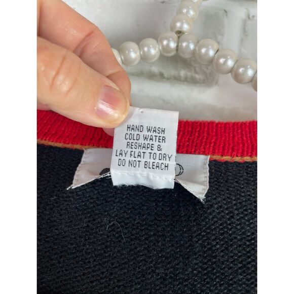 JTWO New York 90s Vintage Vibrant Black Cardigan Rooster Embroidery And Beaded W - Picture 4 of 9